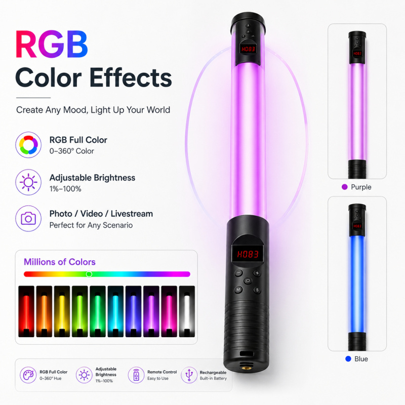 RGB Handheld Video Light Wand, - đánh giá và giá Photography Lighting Description